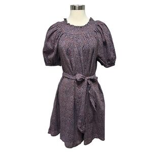 Roller Rabbit Natal Ainsley Dress Womens Large Cottage Floral Puff Sleeve Cotton